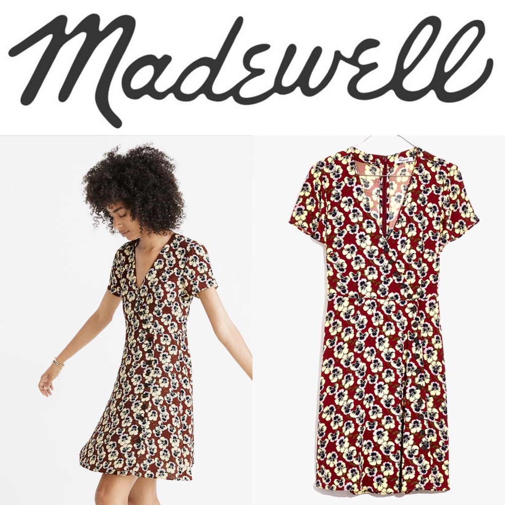 Madewell Button-Wrap Dress in Viola Floral